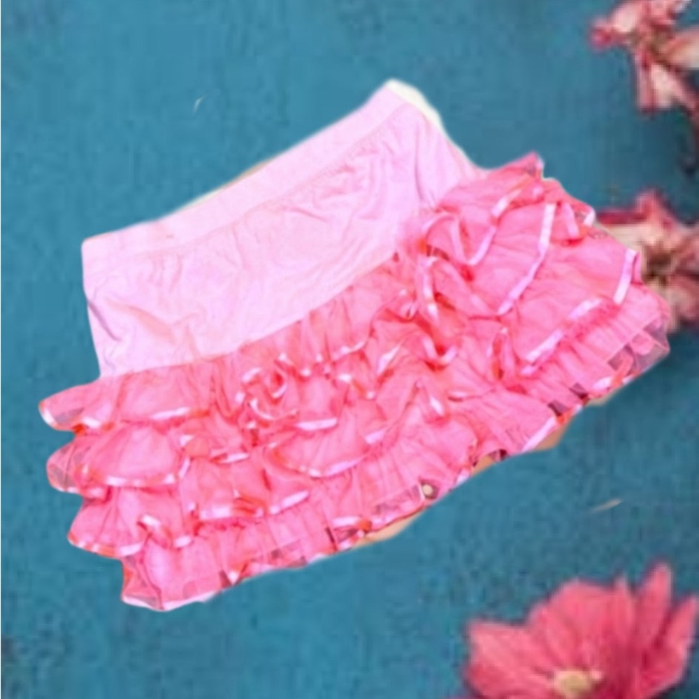 Women’s Pink Ruffle Mini Skirt with Elastic Waist